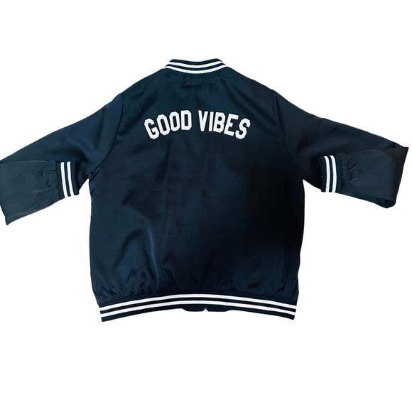 Sub_Urban RIOT Black Good Vibes Varsity Bomber Jacket Size Medium - Picture 3 of 10